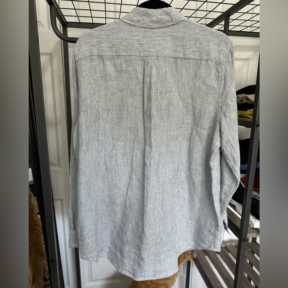 Women’s Linen Striped Blue & White Shirt - Picture 2 of 3